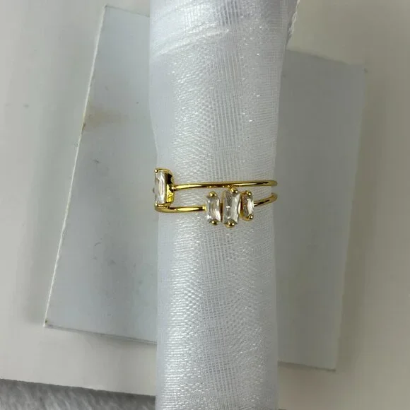 18K Gold Plated Gorjana Amara Ring Set of 2 Size 8 - Picture 4 of 5